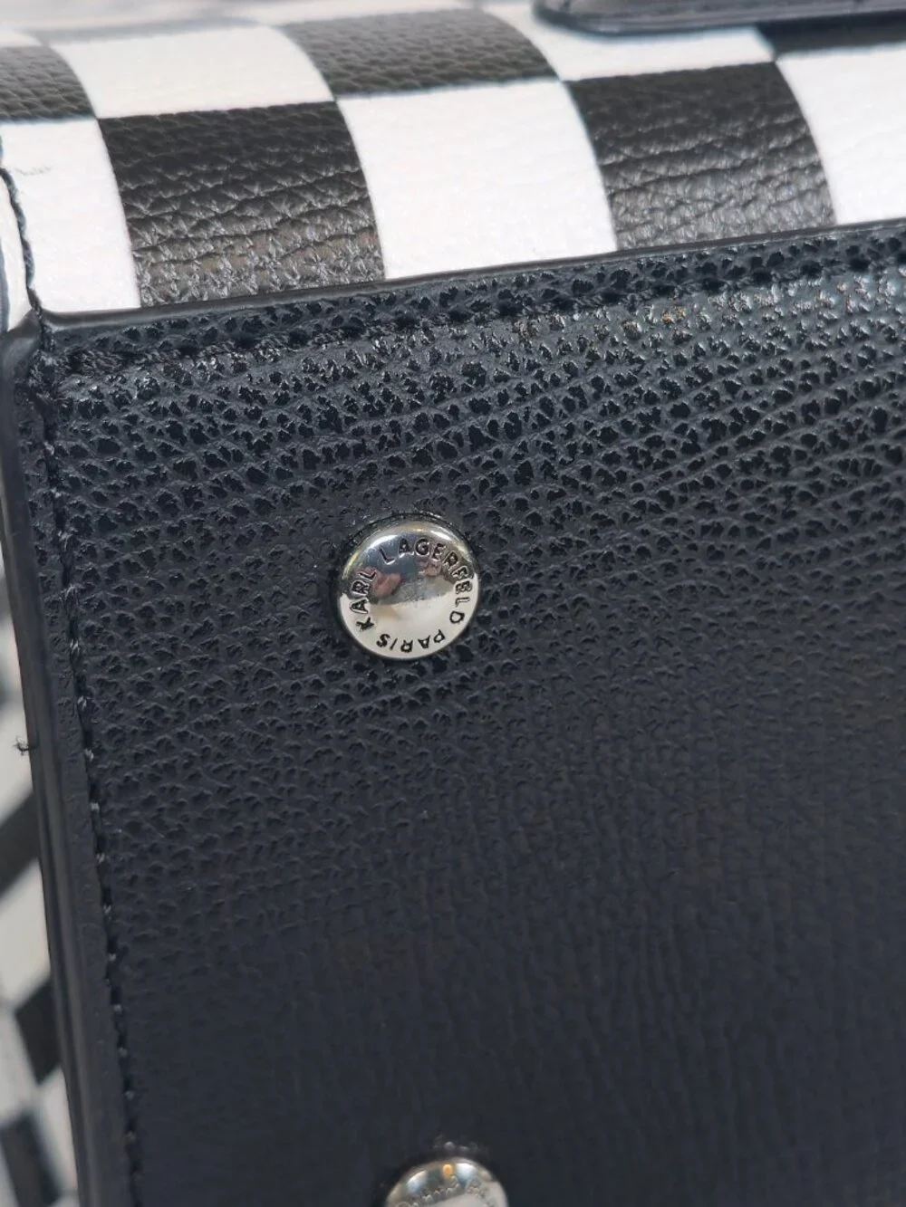 Karl Lagerfeld Paris Women's Maybelle Checkerboard Satchel Bag - Picture 9 of 10